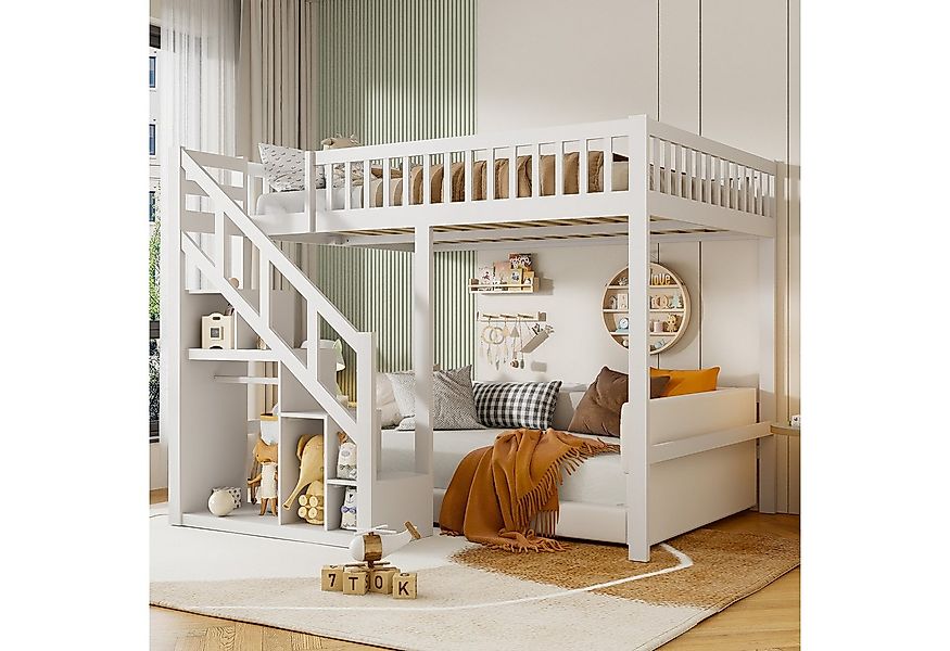 Furnishings Home Hochbett Stauraumbett Kinderbett Holzbett Mit Treppe, Abst günstig online kaufen