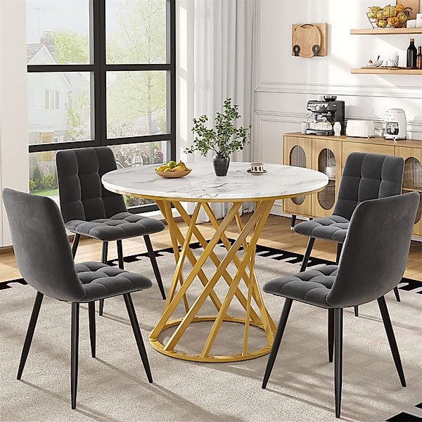 OKWISH Essgruppe Esstisch,Esszimmerstühle,Esstisch-Set, (5-tlg., Stuhl:44*4 günstig online kaufen