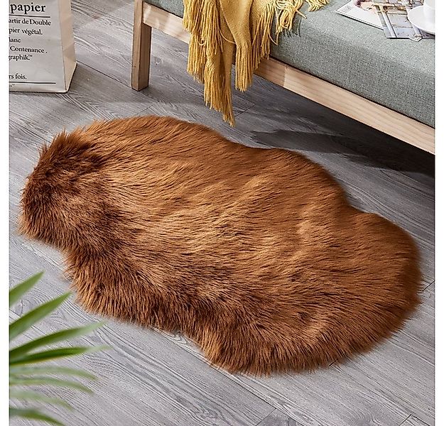 Jibenhome Hochflor-Teppich Faux Lammfell Teppich 60x90cm, Kunstfell Matte, günstig online kaufen