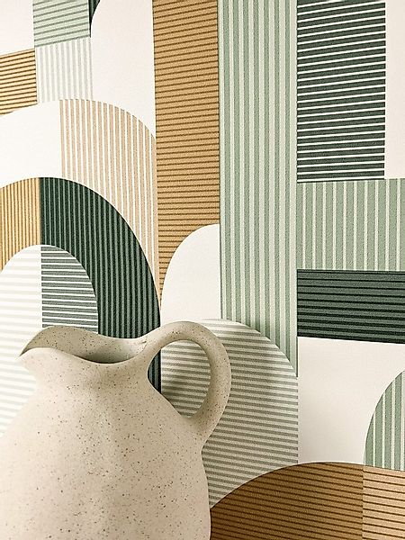 Newroom Vliestapete, Grün Tapete Modern Streifen - Mustertapete Boho-Tapete günstig online kaufen