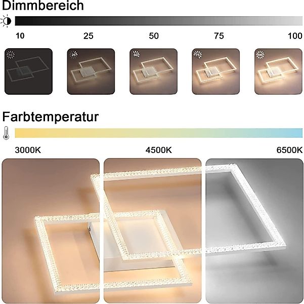Nettlife LED Deckenleuchte Weiß Modern Dimmbar günstig online kaufen