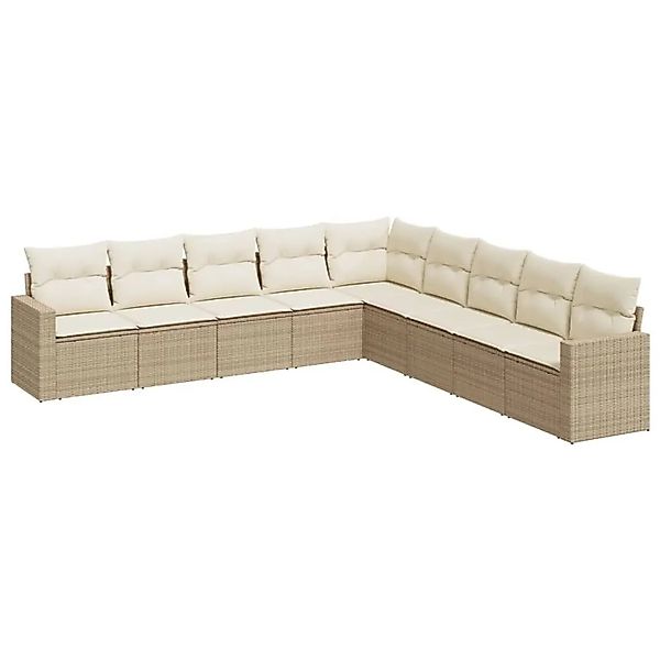 vidaXL 9-Tlg Garten-Sofagarnitur mit Kissen Beige Poly Rattan 3251425 günstig online kaufen