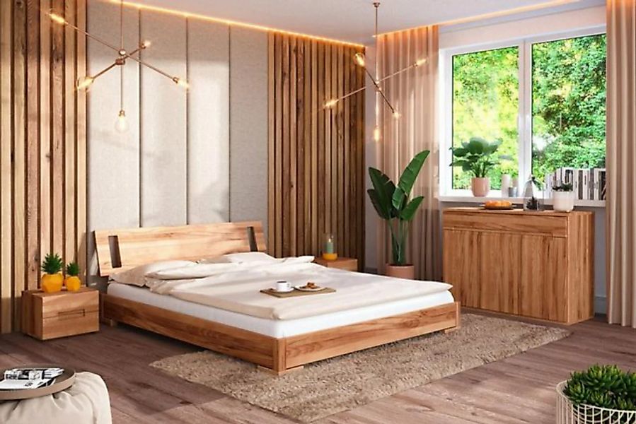 Natur24 Bett Bett Bento 15 Kernbuche massiv 180x190 mit Holzkopfteil und Ho günstig online kaufen