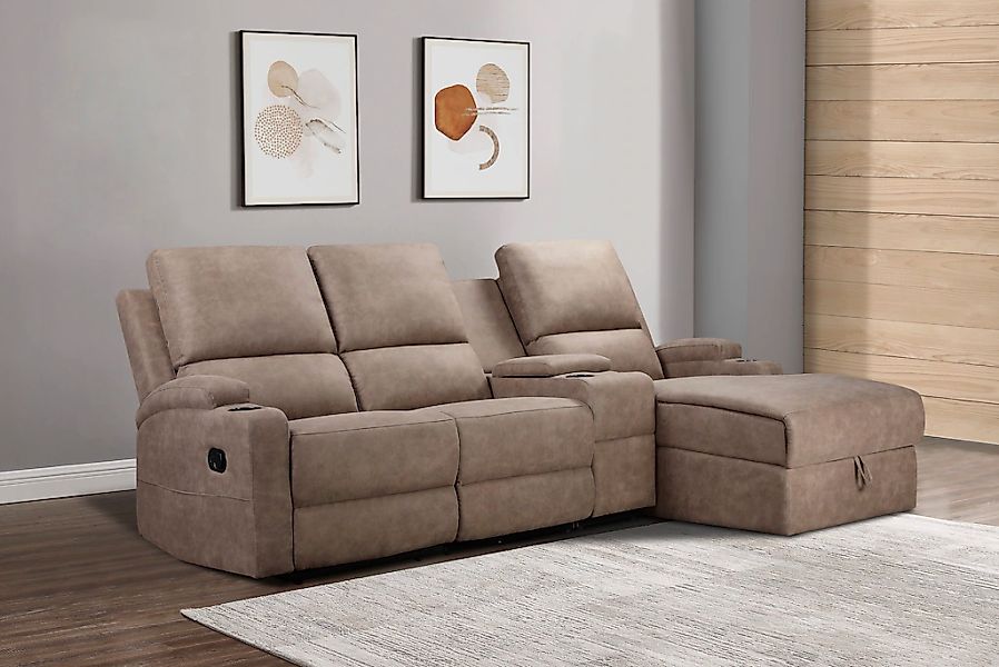 Home affaire Ecksofa "NAPORI Multimediasofa, 3er Kinosessel XXL, L-Form, 3 günstig online kaufen