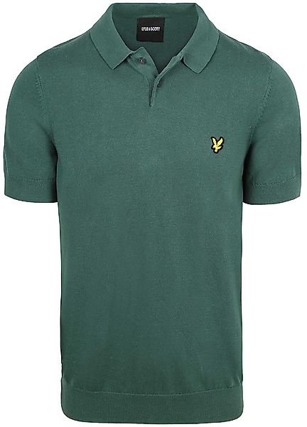 Lyle & Scott Strick-Poloshirt Grün - Größe M günstig online kaufen