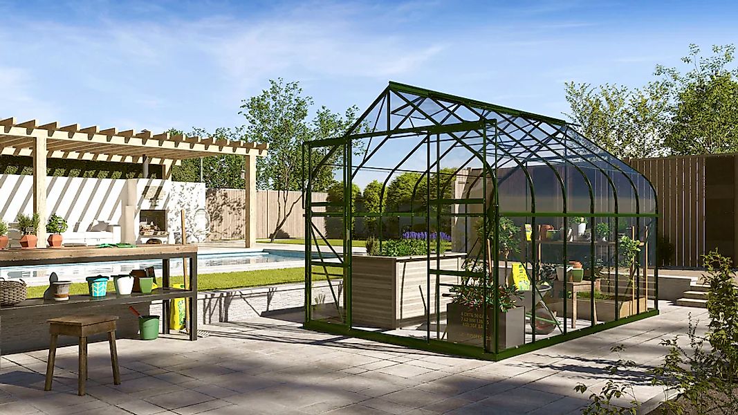 Vitavia Gewächshaus "Dione 9900 smaragd" inkl. Fundamentrahmen, Dachlüfter günstig online kaufen