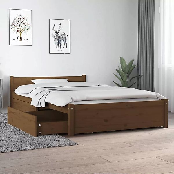 Vidaxl Bett Mit Schubladen Honigbraun 120x190 Cm 4ft Small Double günstig online kaufen