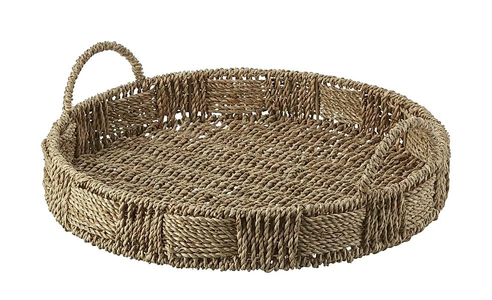 HOME STORY Korbtablett   ¦ braun ¦ Seegras,Metall ¦ Maße (cm): H: 11  Ø: 34 günstig online kaufen