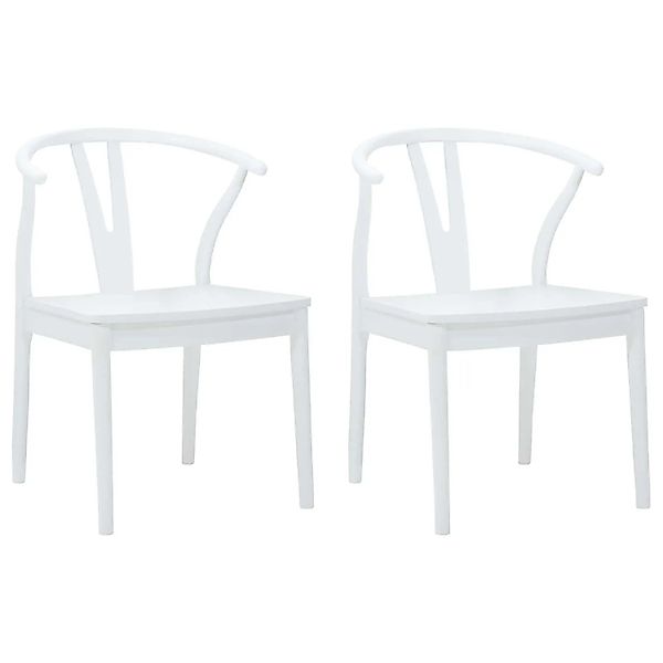 vidaXL Esszimmerstuhl 2 Stk Weiß und Weiß Massives Gummiholz 42020417 günstig online kaufen