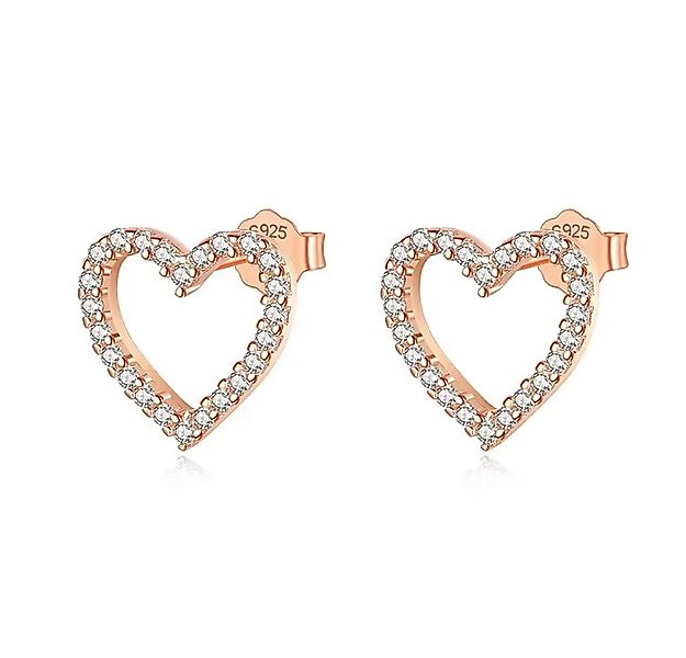 Runde Perlé Paar Ohrstecker Offenes Herz Zirkon Ohrstecker, 925er Silber, R günstig online kaufen