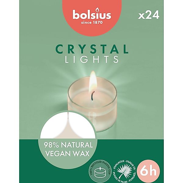 Bolsius Teelichter Crystal Lights Weiß 24 Stück günstig online kaufen