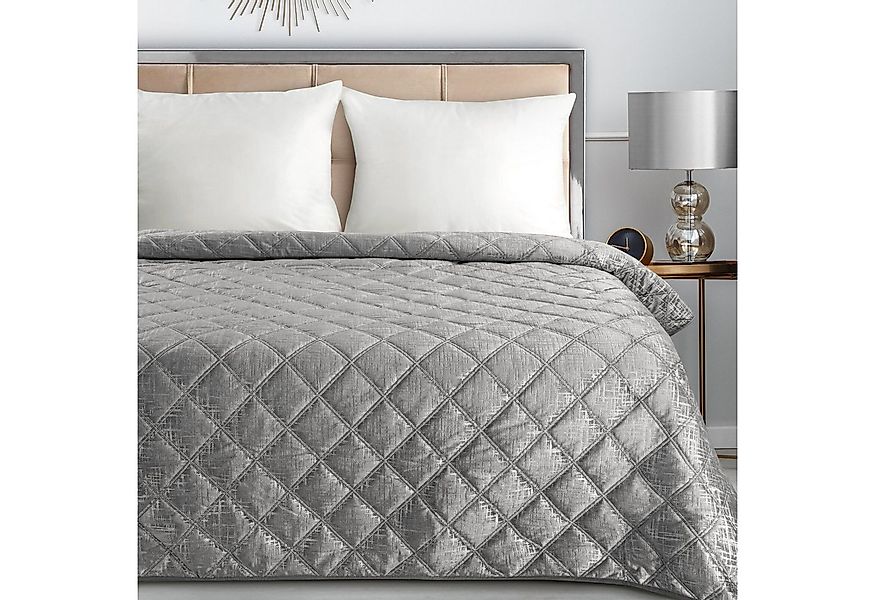 Eurofirany Tagesdecke Eleganter Bettüberwurf BLINK6 silber Details Karomust günstig online kaufen