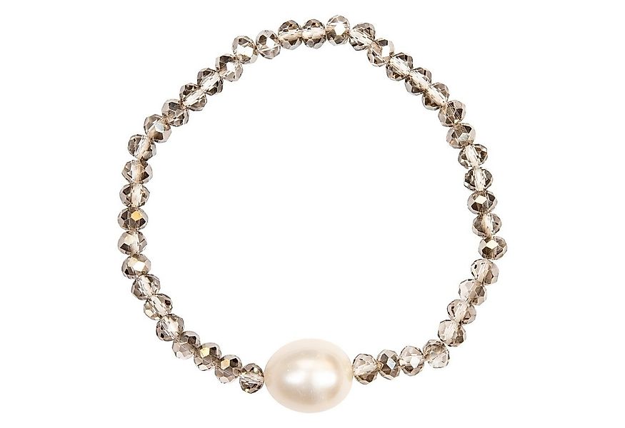 Celia von Barchewitz Perlenarmband Kristallarmband beige mit ovaler, weißer günstig online kaufen