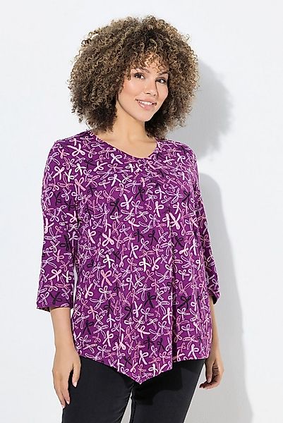 Ulla Popken T-Shirt Shirt Zierfalten A-Linie V-Ausschnitt 3/4-Arm günstig online kaufen