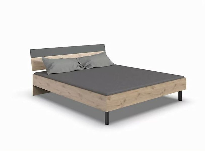 freiraum Bett Budapest, Liegefl. 180x200cm, Viking-oak-Dekor / Graphit - 18 günstig online kaufen