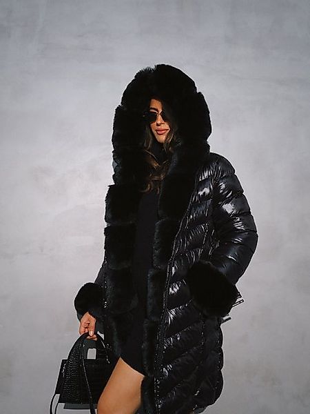 Copperose Steppjacke Winterjacke Parka 7560 Leder-Look mit Reißverschluss u günstig online kaufen