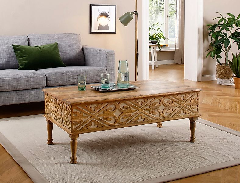 Home affaire Couchtisch "Spring", aus massivem Mangoholz mit detailreichen günstig online kaufen