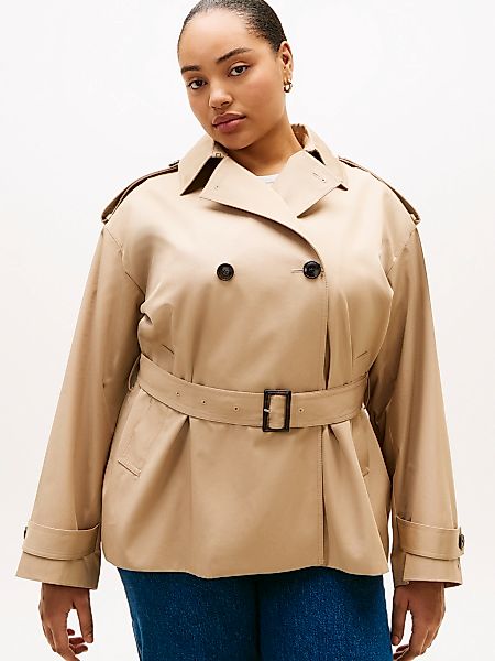 Tommy Hilfiger Curve Bikerjacke "CRV COTTON SHORT TRENCH" in großen Größen günstig online kaufen