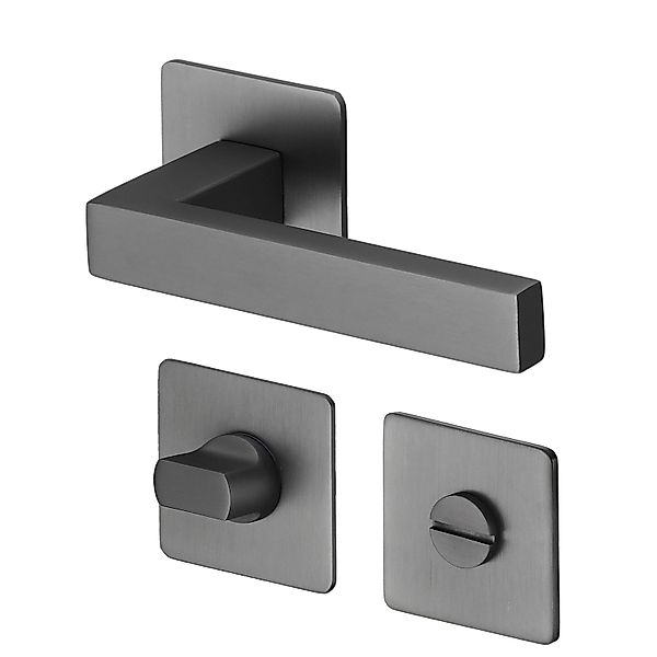 MeinTürgriff Drückergarnitur Trento Flachrosette Samtgrau Türdrücker Eckig günstig online kaufen