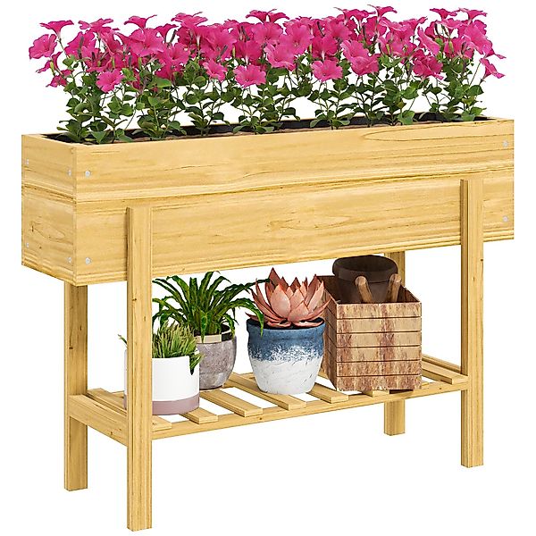 Outsunny Hochbeet mit Regal, Ablauflöcher, wetterbeständig günstig online kaufen