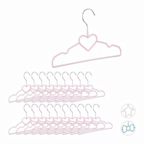 relaxdays 20 x Kinderkleiderbügel Herz rosa pink günstig online kaufen