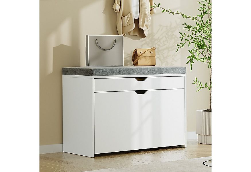 VOWNER Schuhschrank mit Klappen – Schmaler Schuhregal, Sitzbank mit Kissen, günstig online kaufen