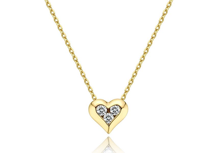 Sternvoll Goldkette Herz-Collier 750 Gold, 0.13 ct Diamant-Trio IGI-zertifi günstig online kaufen