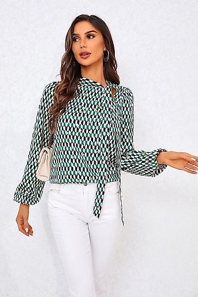 FS Collection Langarmbluse Damen Bluse - Blusenoberteil mit Geoprint und se günstig online kaufen
