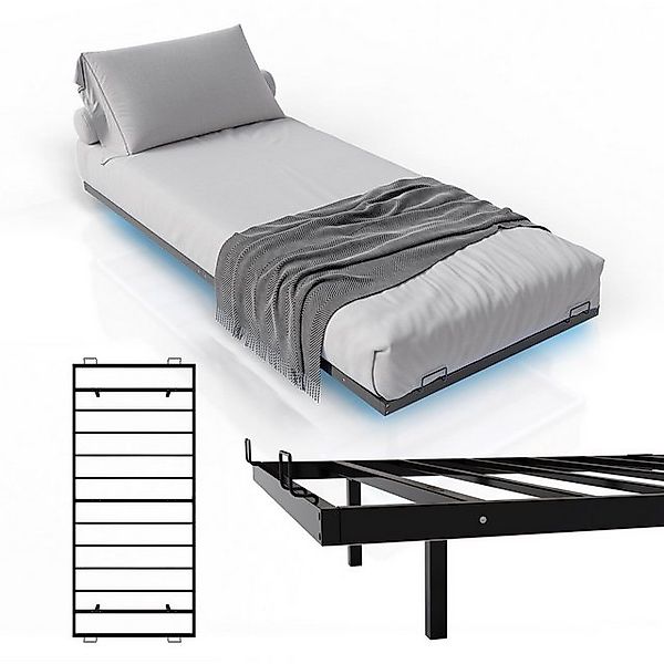 Juskys Metallbett Palamos, 90x200 cm mit Lattenrost & Beleuchtung, modernes günstig online kaufen