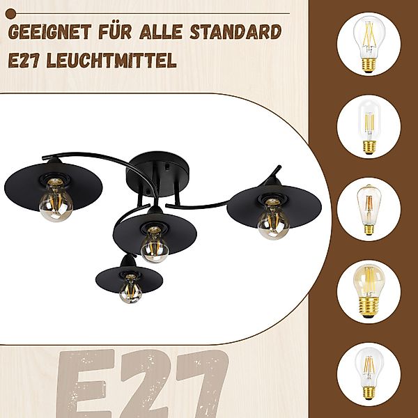 Nettlife Deckenleuchte Innen Vintage Schwarz E27 günstig online kaufen