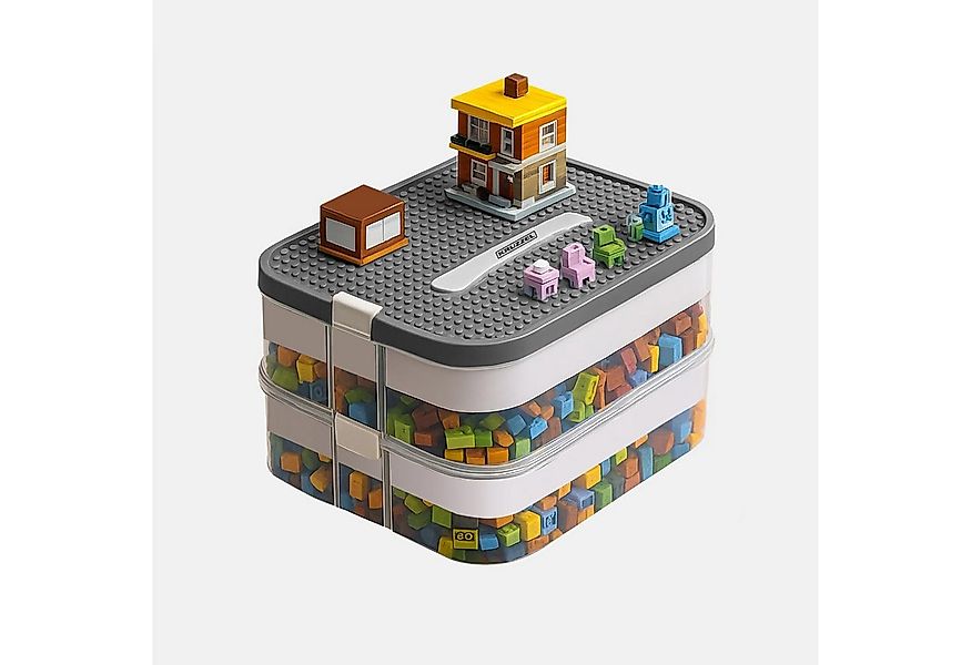 KRUZZEL Aufbewahrungsbox 2-stöckige Aufbewahrungsbox für Bausteine 15L Spie günstig online kaufen