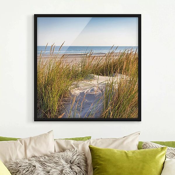 Bild mit Rahmen Strand - Quadrat Stranddüne am Meer günstig online kaufen