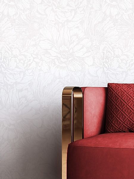 Newroom Vliestapete, Weiß Tapete Floral Blumen günstig online kaufen