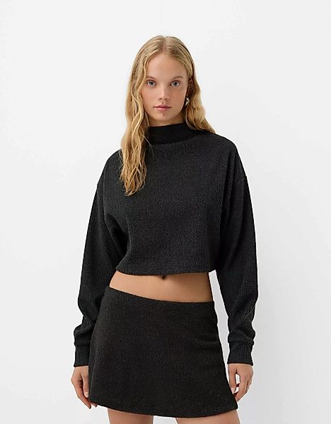 Bershka Soft-Touch-Minirock Damen 10-12 Dunkelgrau günstig online kaufen