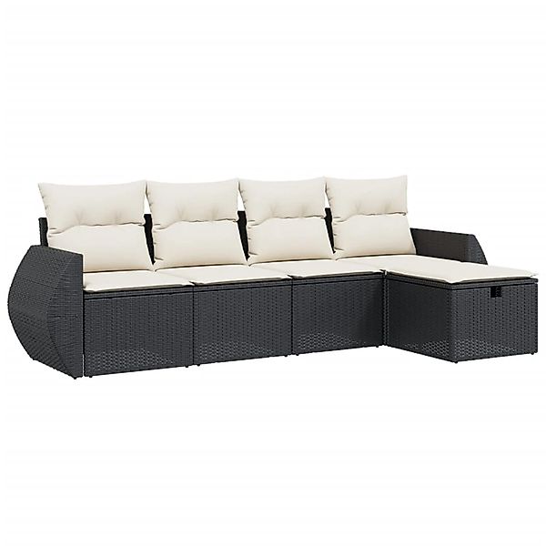 vidaXL 5-Tlg Garten-Sofagarnitur mit Kissen Schwarz Poly Rattan 3264082 günstig online kaufen