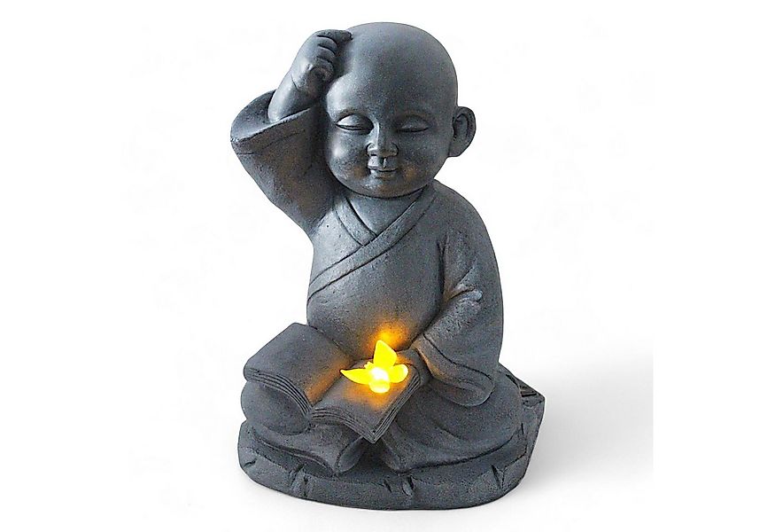 Arnusa Gartenfigur Solarleuchte Mönch Buddha mit Buch Gartendeko Deko Figur günstig online kaufen