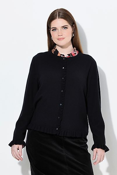 Ulla Popken Strickjacke Strickjacke Rüschen Knopfleiste günstig online kaufen