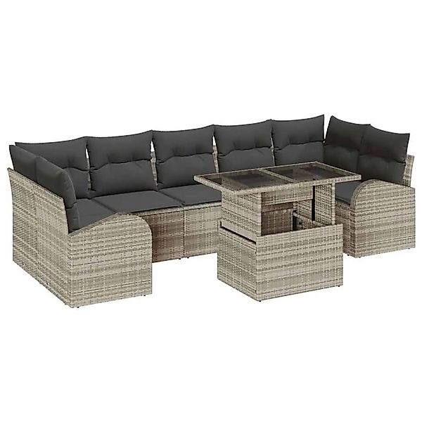 vidaXL Gartensofa-set mit Kissen 8-Tlg Hellgrau Poly-Rattan 3357335 günstig online kaufen