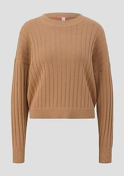 QS Strickpullover Weicher Strickpullover aus Baumwollmix Logo günstig online kaufen