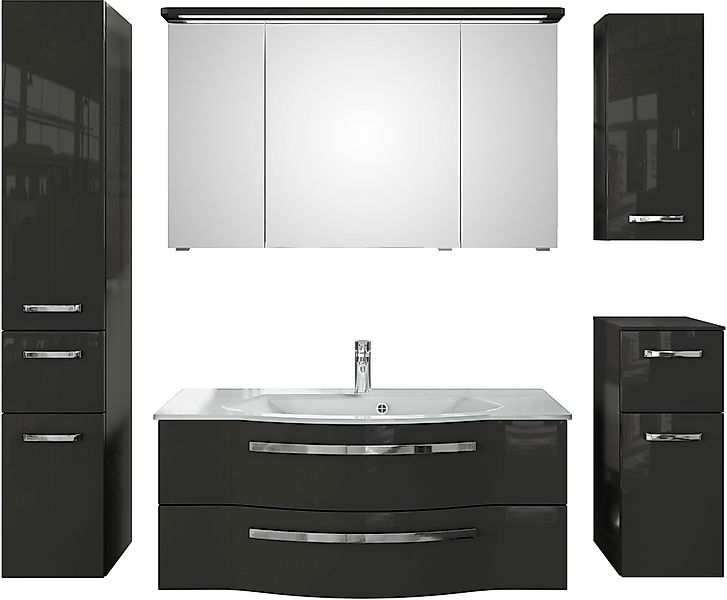 Saphir Badmöbel-Set "Serie 4005, vormontiert, Glaswaschbecken, Spiegelschra günstig online kaufen