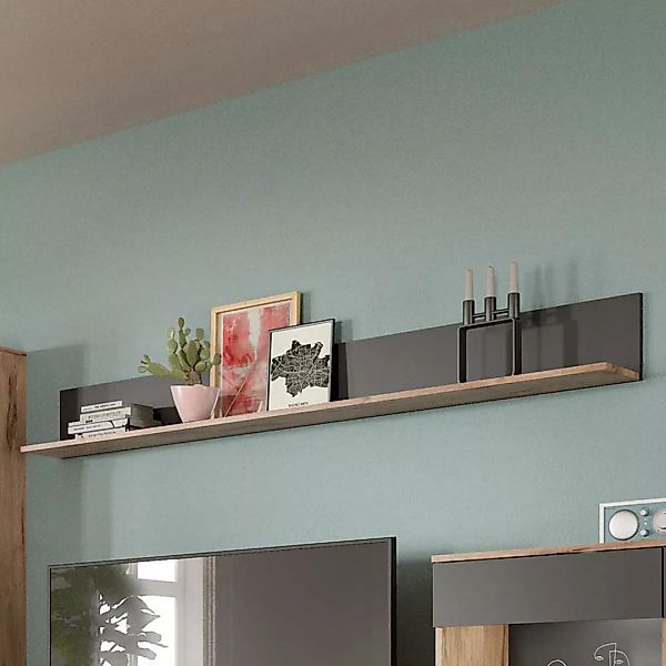Wohnzimmer Regal in Wildeichefarben und Grau 180 cm breit günstig online kaufen