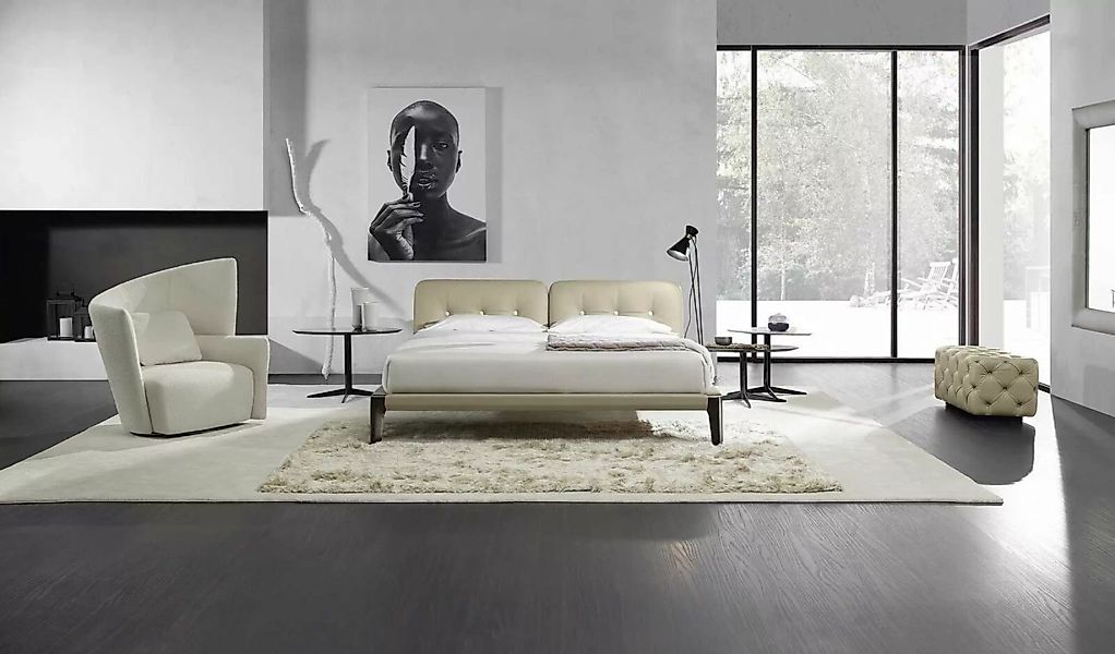 JVmoebel Bett Moderne Doppelbett Schlafzimmer Beige Bett Möbel Holz Design günstig online kaufen