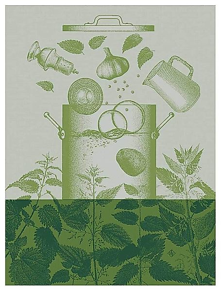 Le Jacquard Français Geschirrtuch Veloute D´Orties Nature Grün 60x80 Baumwo günstig online kaufen