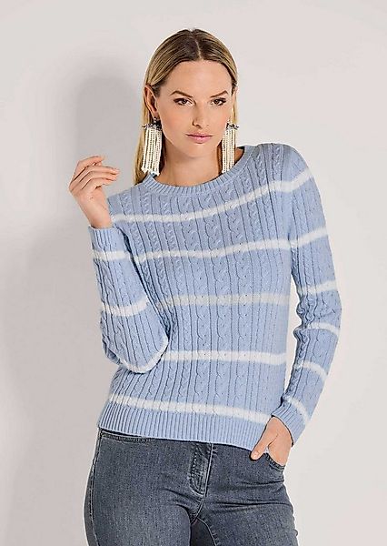 MADELEINE Strickpullover Moderner Baumwollpullover mit Zopfmuster und Ringe günstig online kaufen