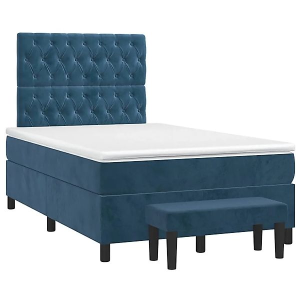 vidaXL Boxspringbett mit Matratze Dunkelblau 120x200 cm Samt 3138017 günstig online kaufen