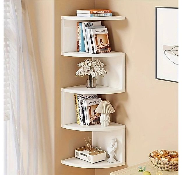 Holz Lichter Wandregal 5-stufiges Eckregal Wandregal Weiß – platzsparendes günstig online kaufen