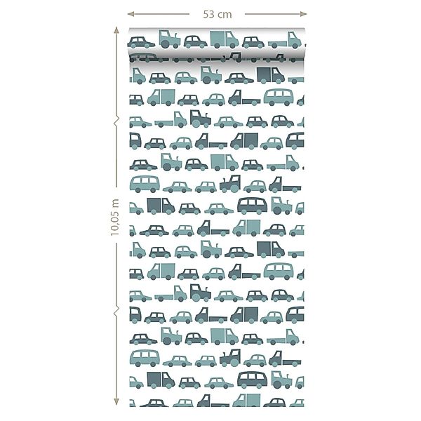 ESTAhome Tapete Autos Graublau 0,53 x 10,05 m 139045 günstig online kaufen