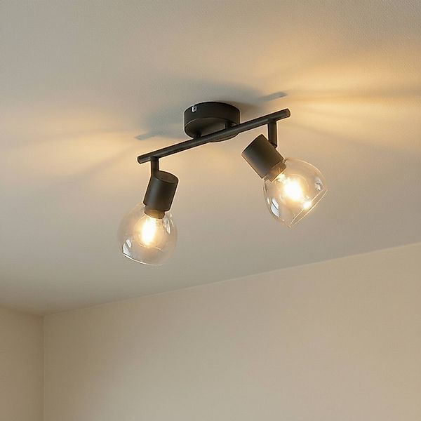 Lindby Deckenleuchte Pendura, 2-flammig, schwarz, Glas günstig online kaufen