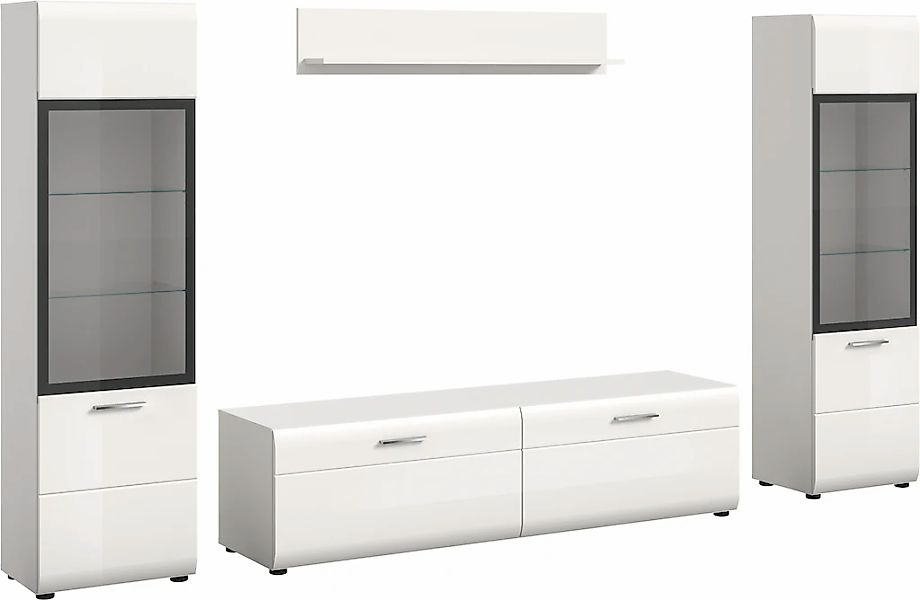 Home affaire Wohnwand "FLORENZ, 4-teilige Wohn-Kombination, hochwertige MDF günstig online kaufen