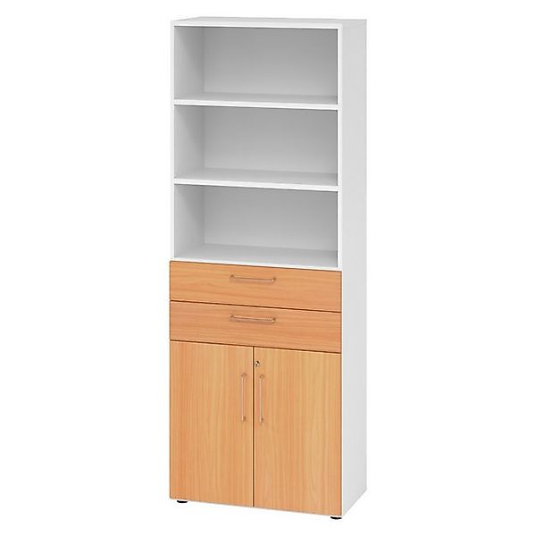 bümö Aktenschrank smart Kombischrank - mit Schubladen Dekor: Weiß/Buche günstig online kaufen
